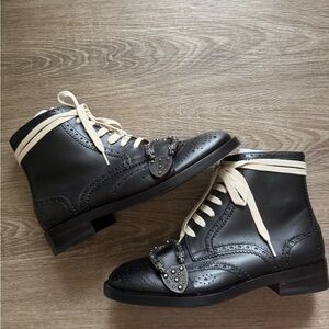 GUCCI Dionysus Black Leather Ankle Boots